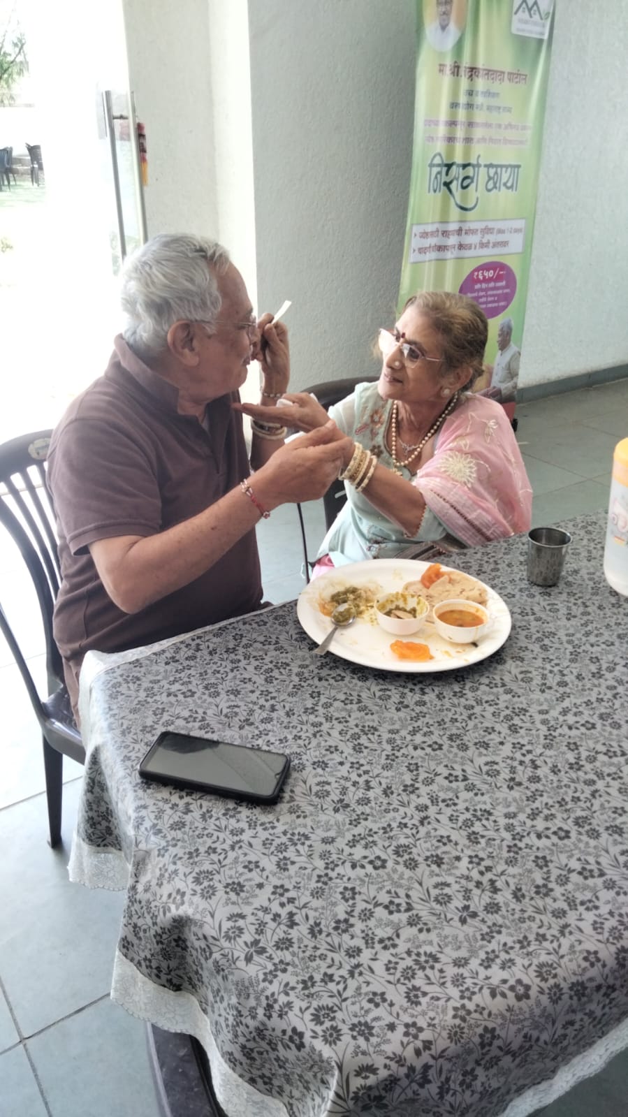 Dining together at Nisarg Chhaya